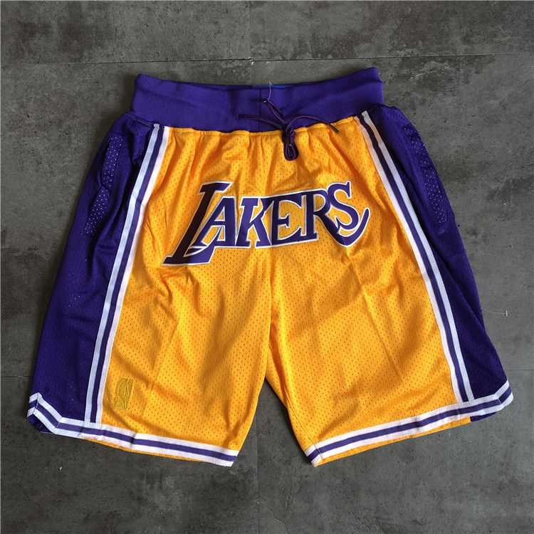 Men NBA Los Angeles Lakers yellow Shorts 04161